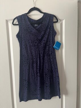 Columbia Sleeveless Navy Patterned V-Neck Mini Dress